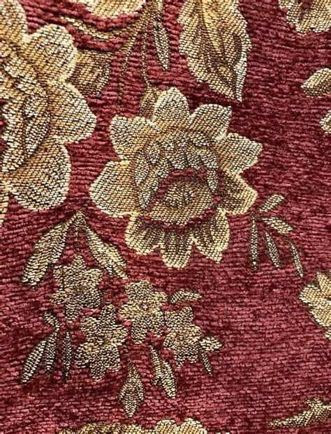 red and gold upholstery fabric